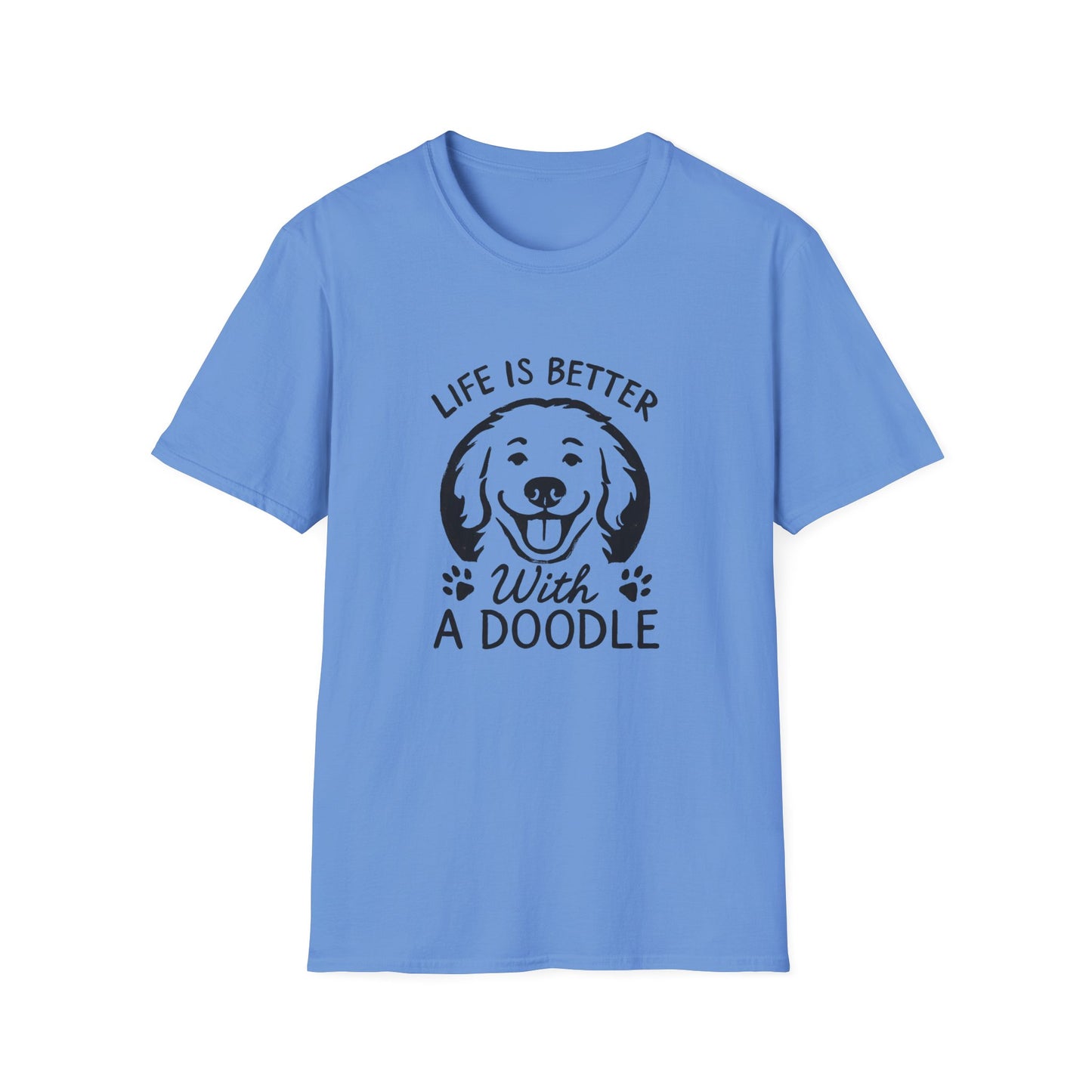 Unisex Softstyle T-Shirt, Life is Better with a Doodle, Funny Dog Shirt, Goldendoodle Tee