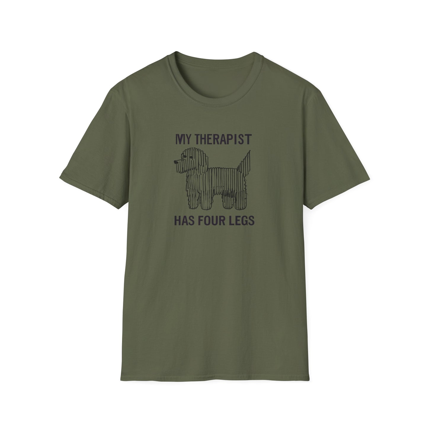 My Therapist Has Four Legs, Dog Therapist T-Shirt for Pet Lovers, Unisex Softstyle Tee, Funny Dog Lover Gift, Pet Owner Apparel
