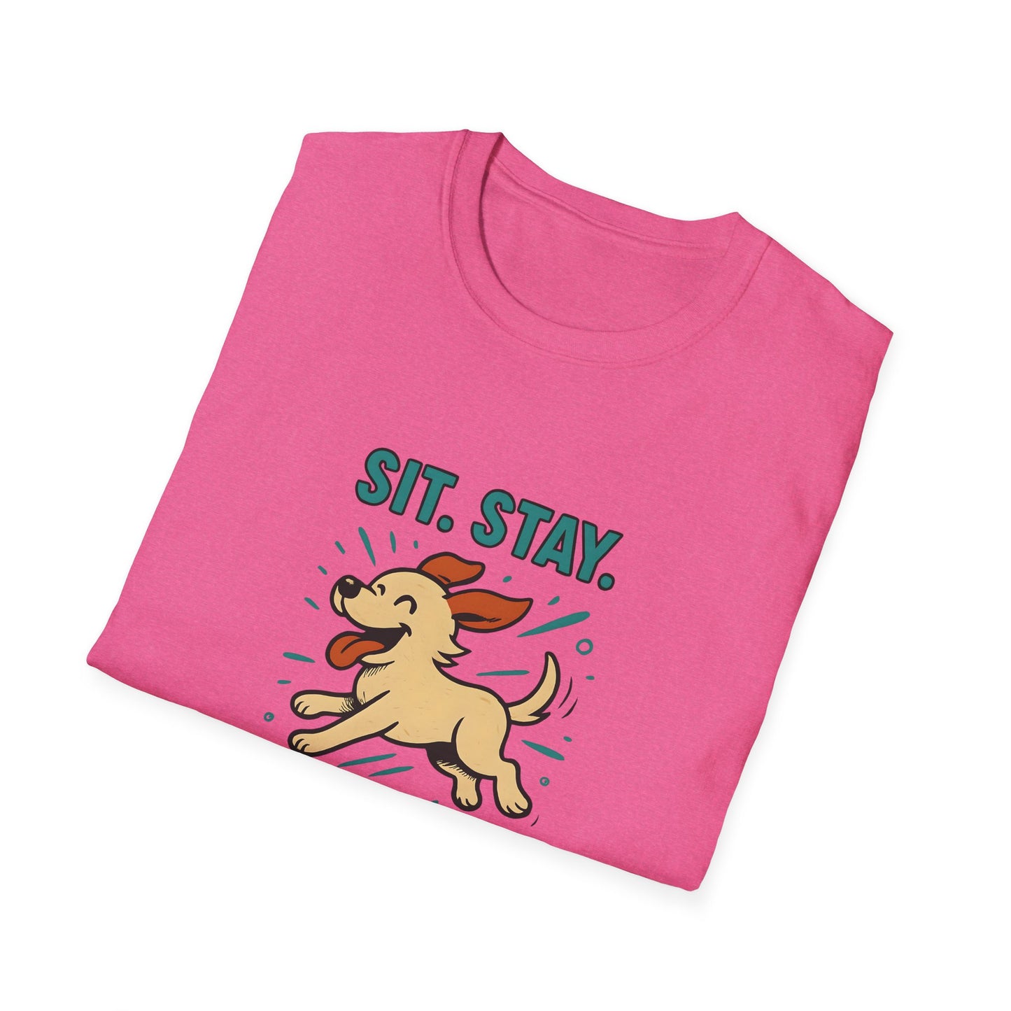 Sit. Stay. Zoom Green and Tan Design. Unisex Softstyle T-Shirt