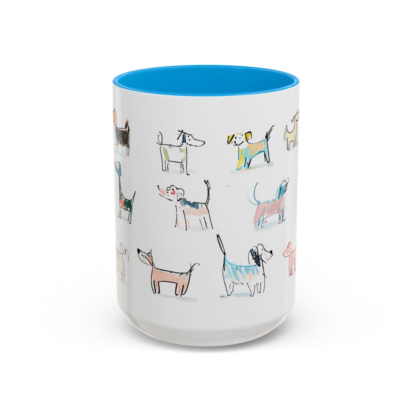 Colorful Doodle Dog-Themed Mugs, Cute Animal Mug, Pet Lover Gift, Coffee Cup, Dog Parent Present