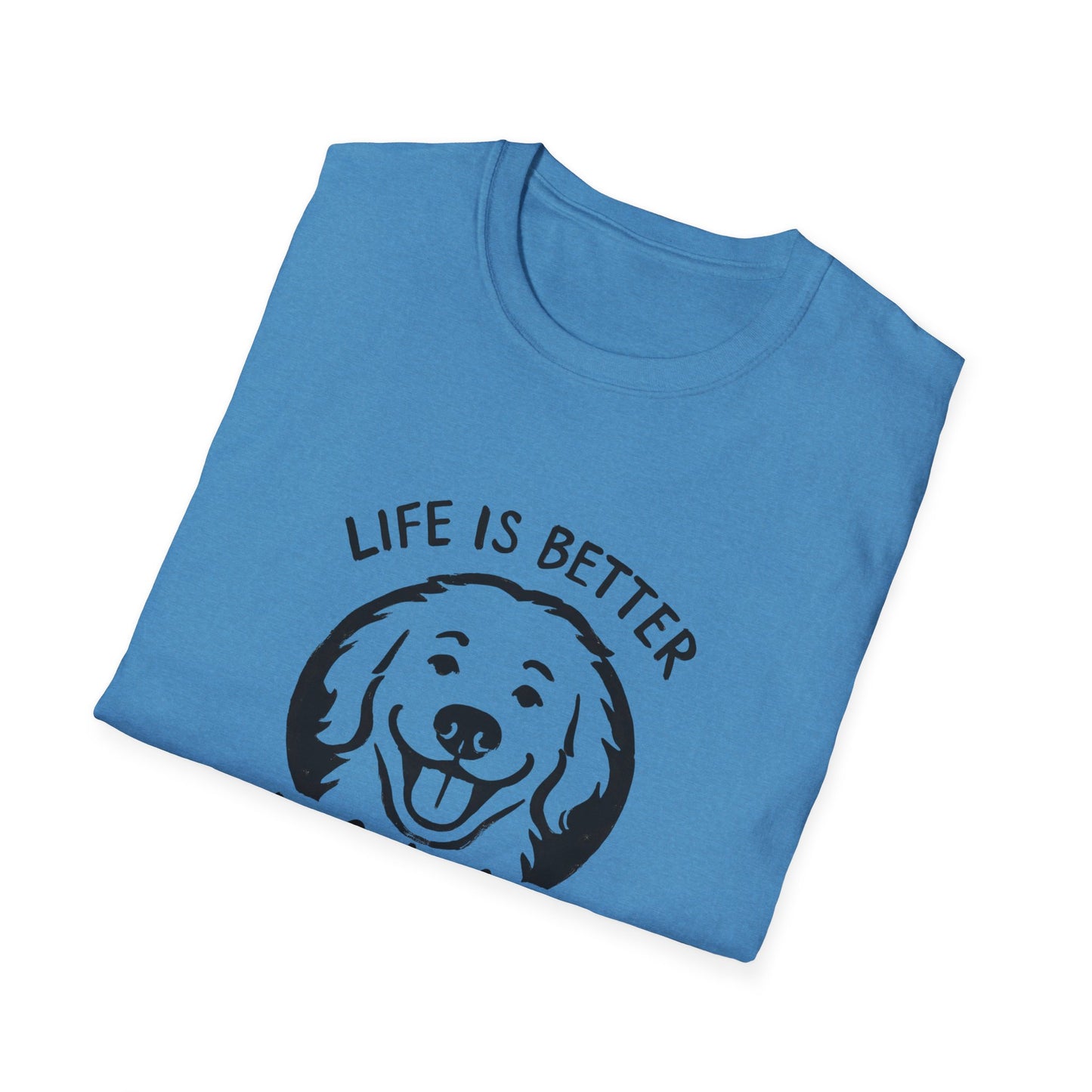 Unisex Softstyle T-Shirt, Life is Better with a Doodle, Funny Dog Shirt, Goldendoodle Tee