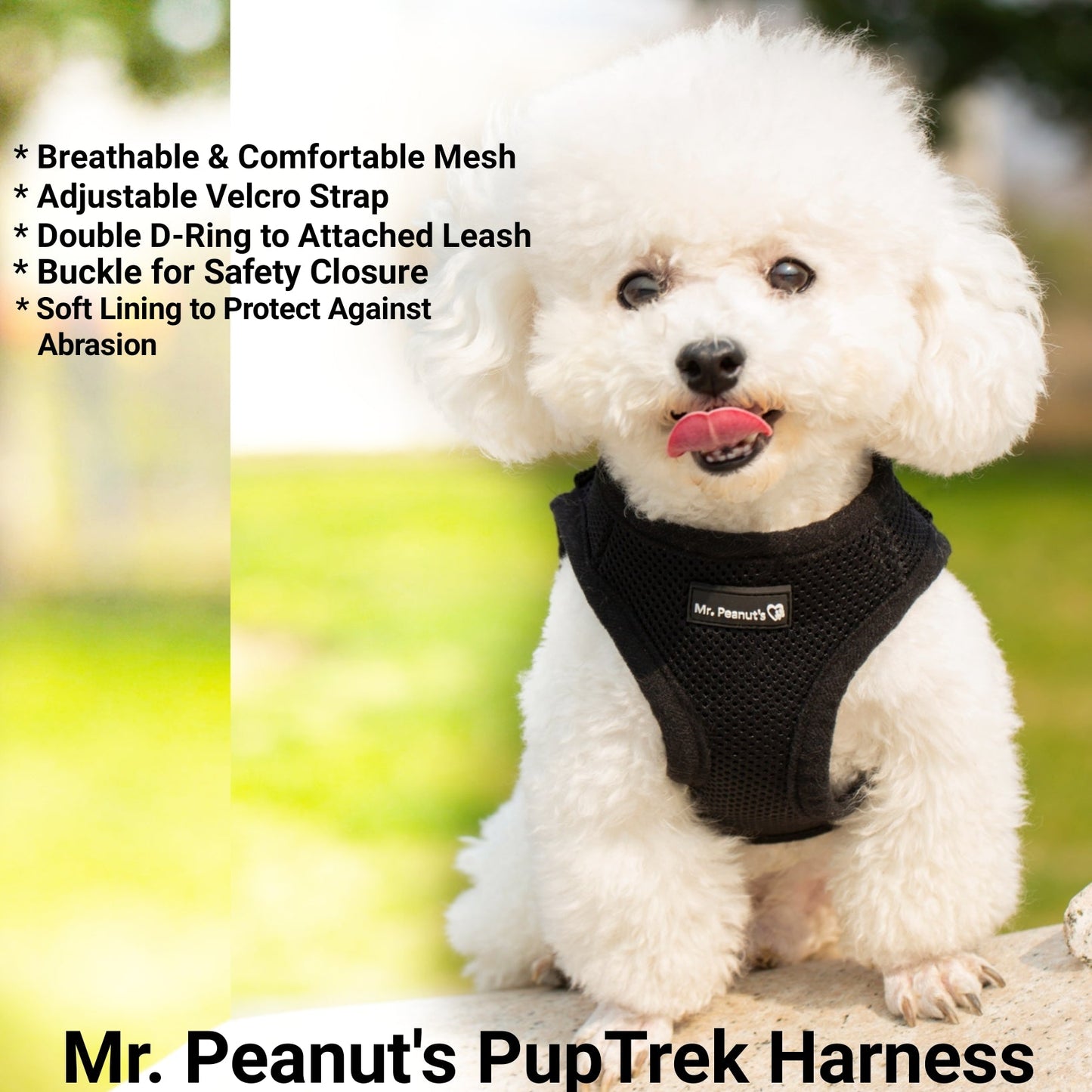 Mr. Peanut's PupTrek Harness and Leash Set, Small Dog/Cat Soft Mesh Step In Harness Vest