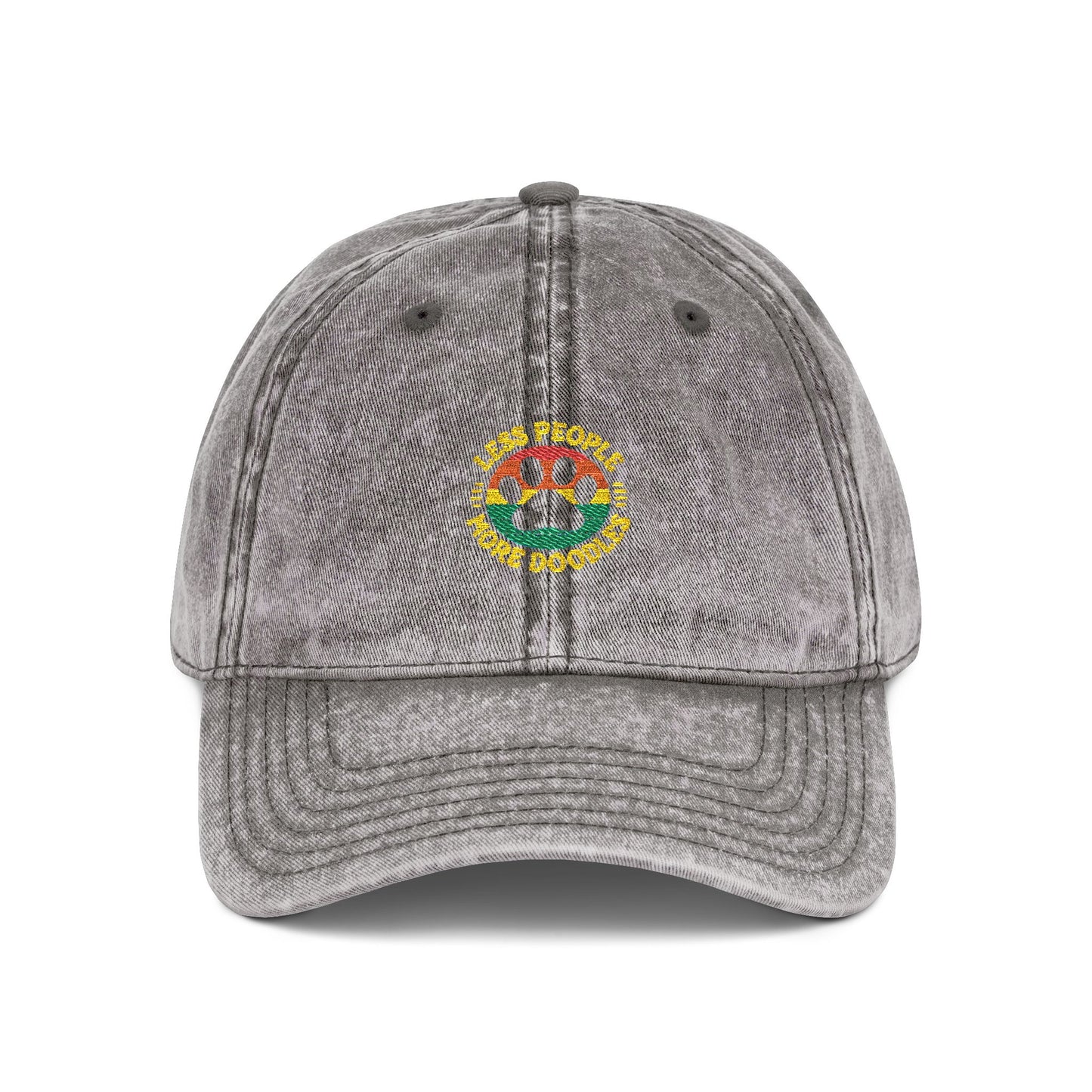 Vintage Embroidered Dog Cap, Less People - More Doodles, Casual Baseball Hat, Gift for Pet Lovers