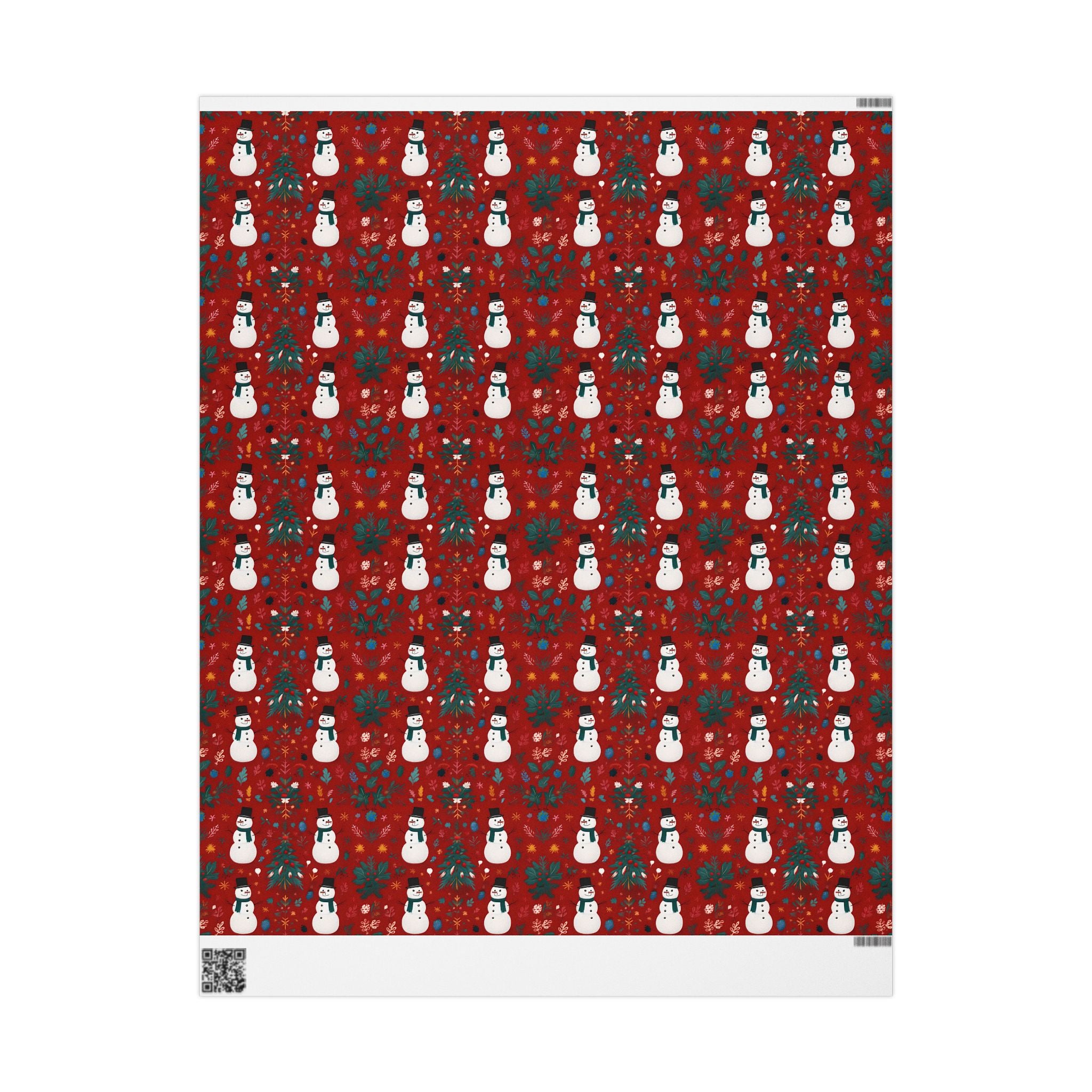 Festive Christmas Wrapping Paper with Snowman Art