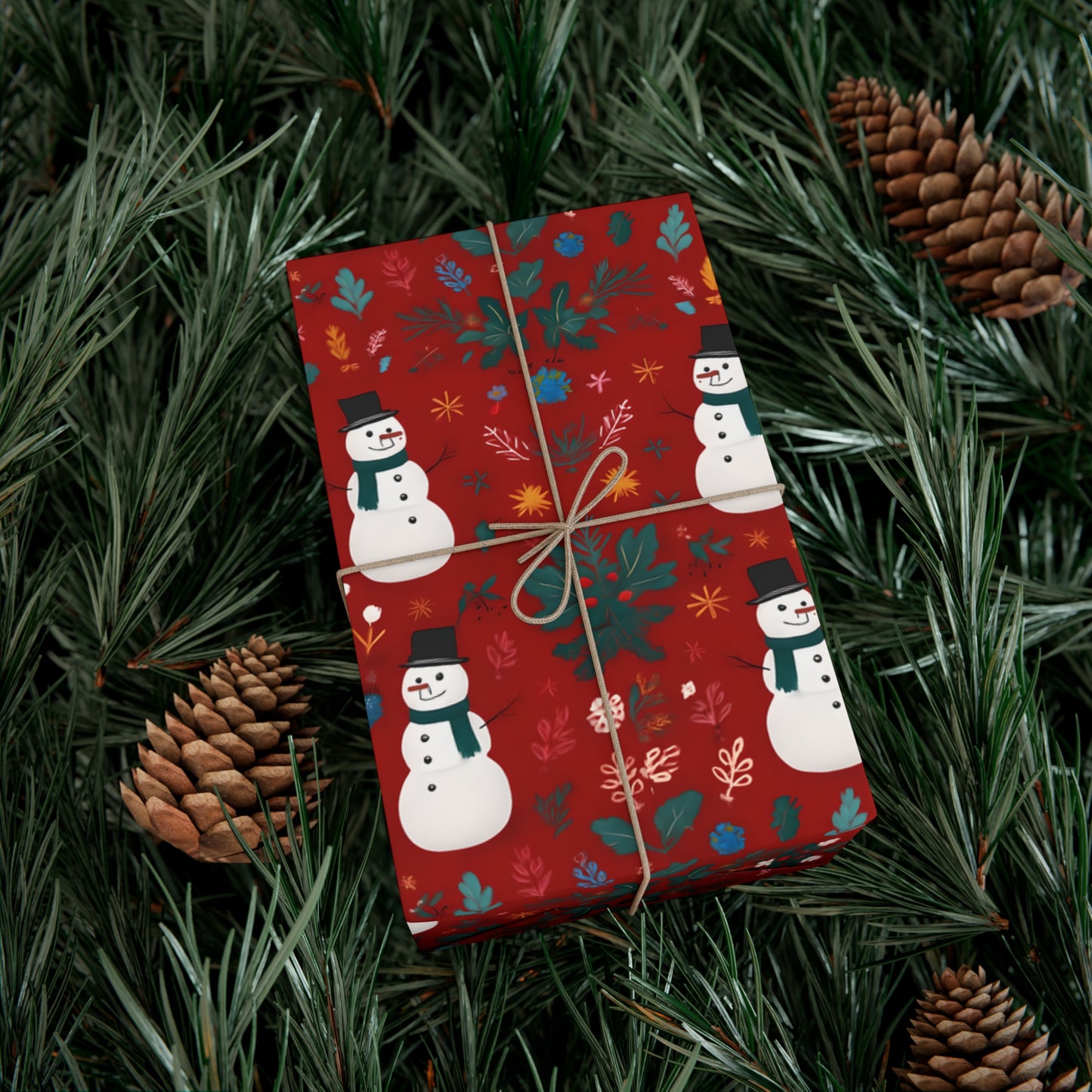 Gift Wrap Paper - Festive Holiday Christmas Snowman Design