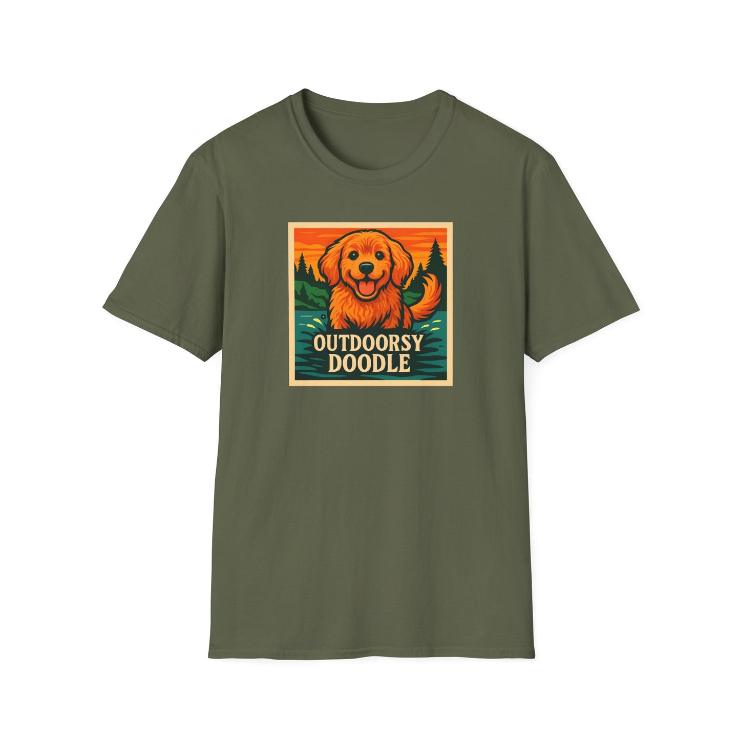 Outdoorsy Doodle, Adventure Dog T-Shirt, Pet Lover Gift, Casual Wear, Nature Lover Tee, Dog Owner Apparel, Doodle Art Shirt