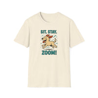 Sit. Stay. Zoom. Playful Doodle Dog Lover T-Shirt, Pet Gift, Funny Tee for Dog Owners, Gift for Moms
