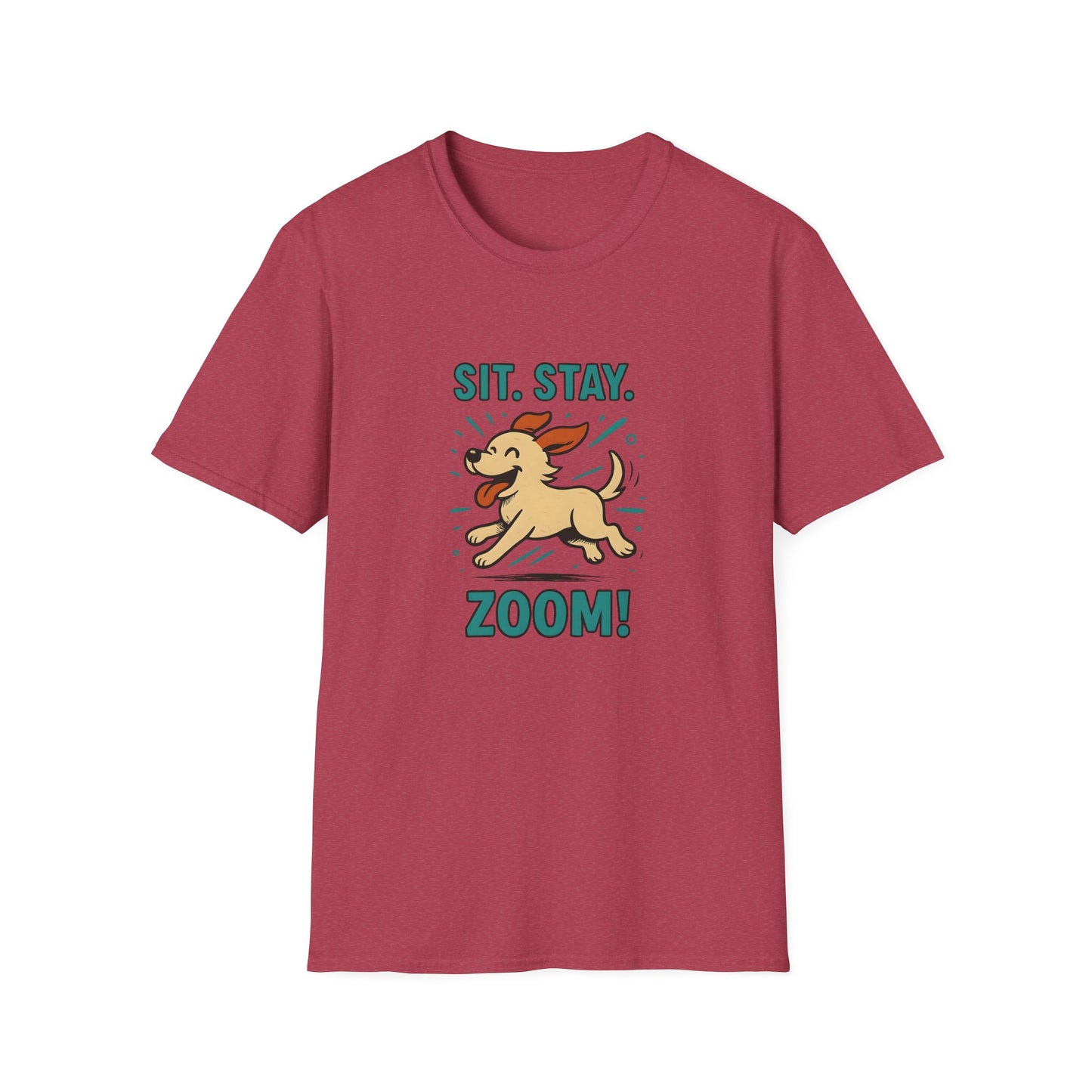 Sit. Stay. Zoom Green and Tan Design. Unisex Softstyle T-Shirt