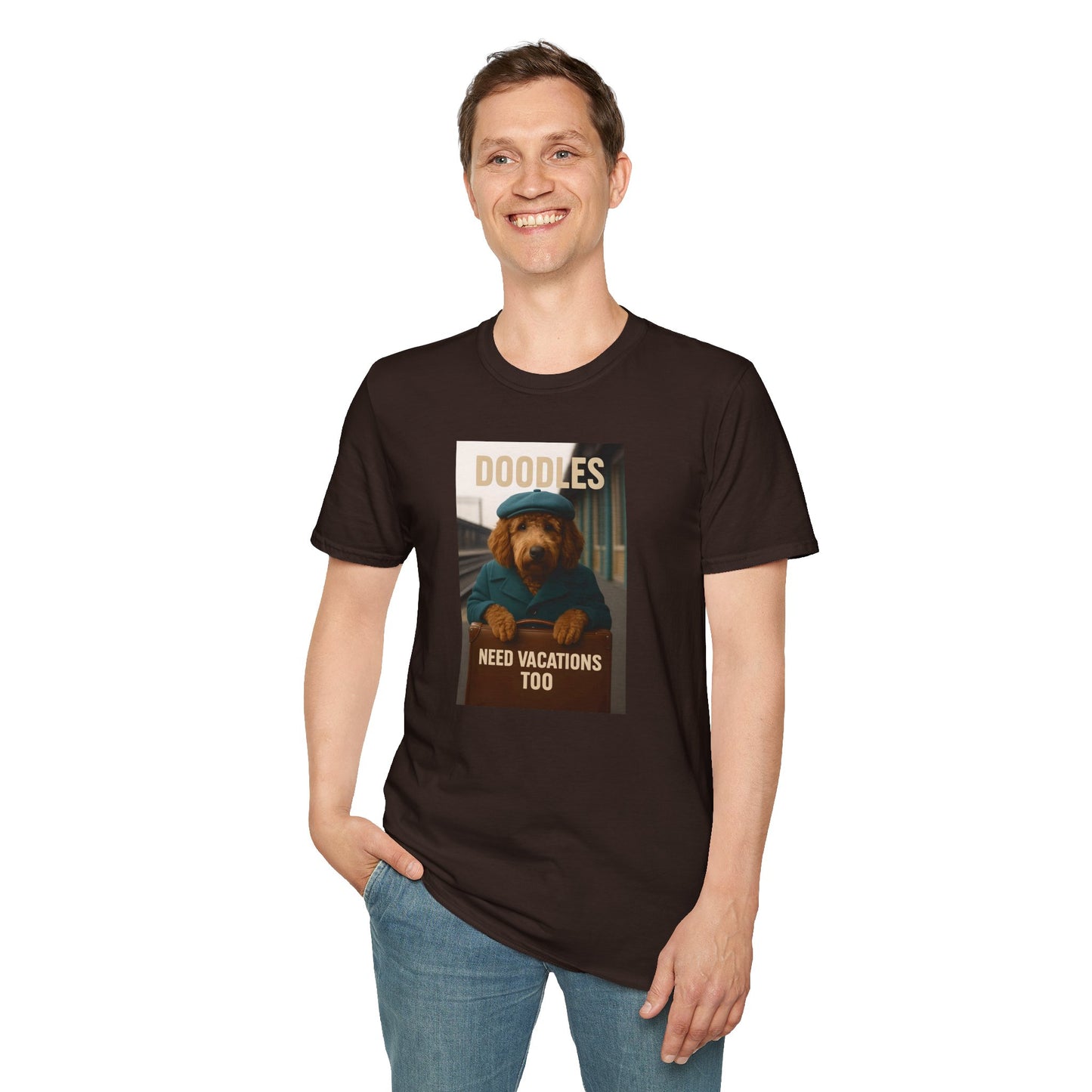 Doodles Need Vacations Too, Unisex Softstyle T-Shirt, Cute Dog Vacation Tee, Pet Lover Gift, Animal Apparel, Funny Dog T-Shirt