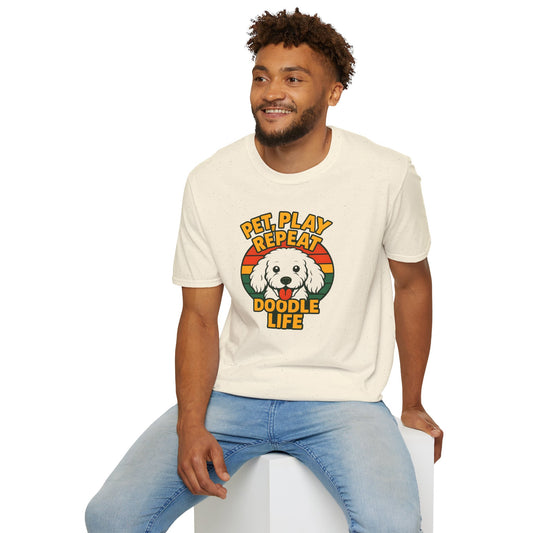 Pet. Play. Repeat. Doodle Life Pet Lover T-Shirt, Cute Dog Shirt, Pet Play Repeat Tee, Gift for Dog Owners, Animal Lover Apparel