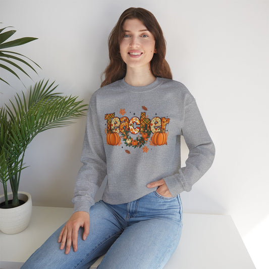 Festive Teacher Sweatshirt, Cozy Fall Apparel, Thanksgiving Gift, Pumpkin Sweater, Autumn Fashion, Teacher Appreciation