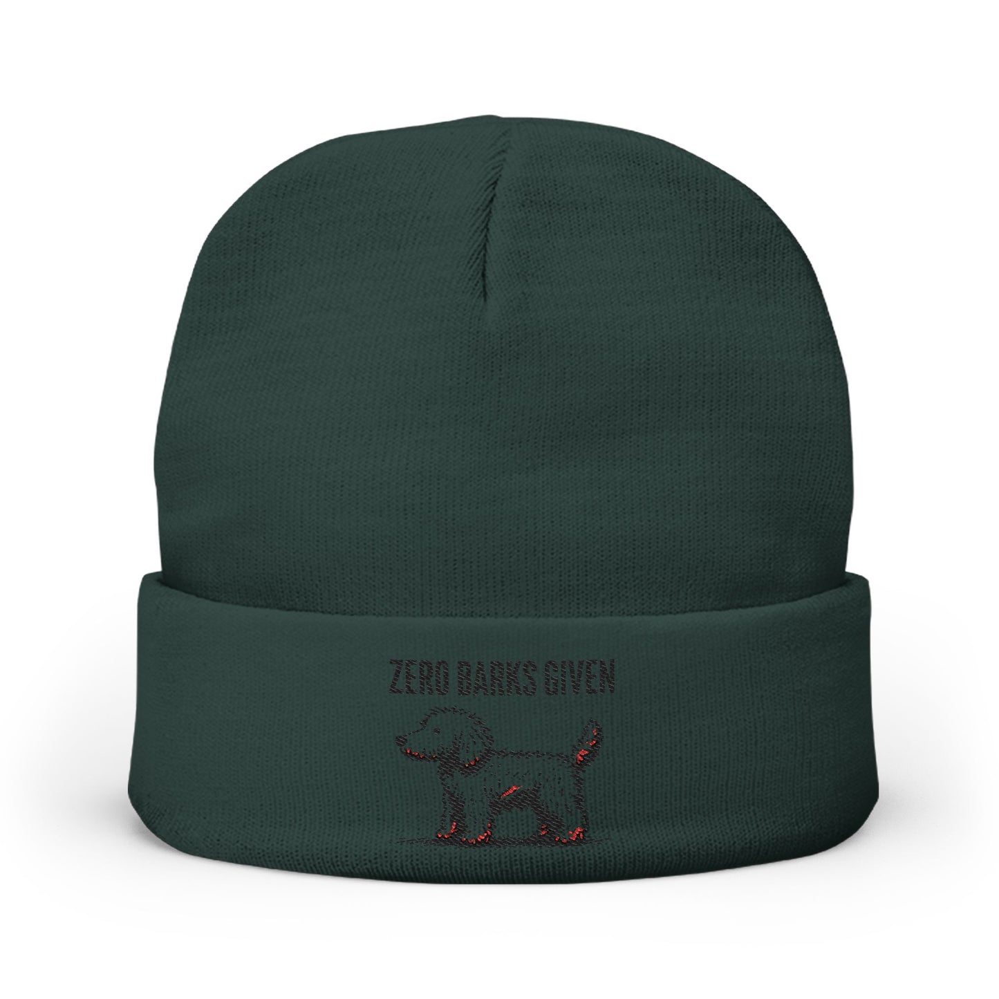 Funny Dog Lover's Knit Beanie, Zero Barks Given, Cozy - Embroidered Beanie