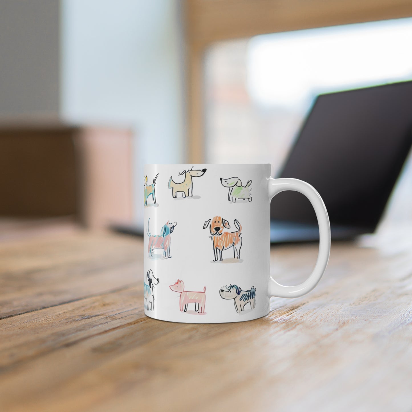 Colorful Doodle Dog-Themed Coffee Mugs, Cute Dog Cup, Pet Lover Gift, Coffee Cup