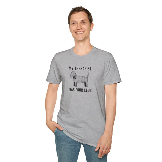 My Therapist Has Four Legs, Unisex Dog T-Shirt, Funny Animal Tee, Pet Lover Gift, Canine Support Shirt, Dog Mom Shirt
