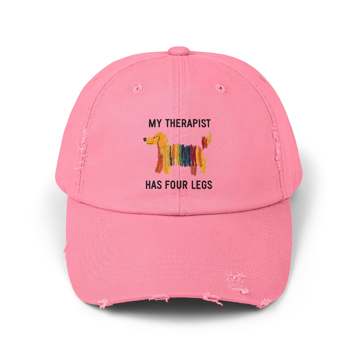 Unisex Distressed Cap: My Therapist Has Four Legs Hat