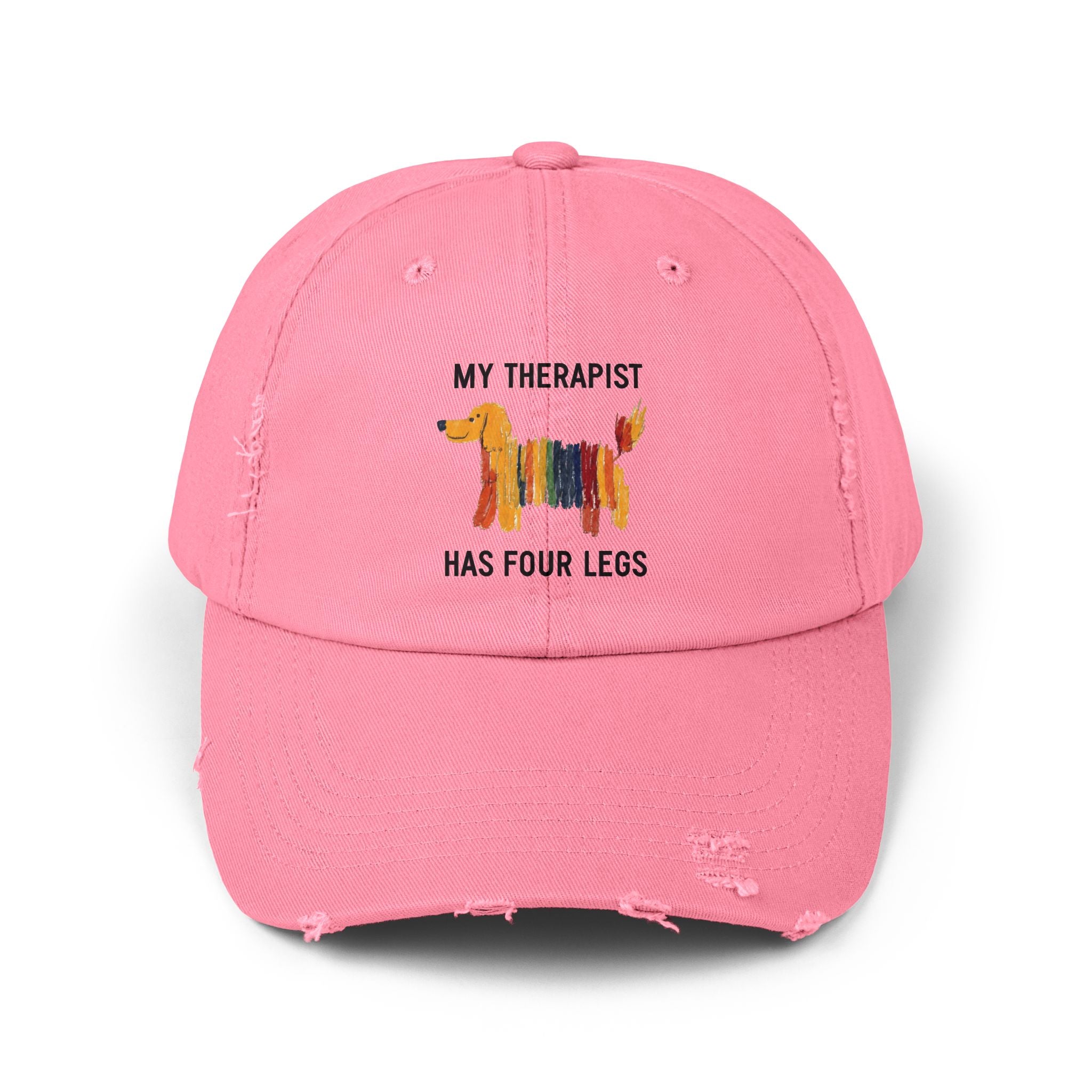 Unisex Distressed Cap: My Therapist Has Four Legs Hat