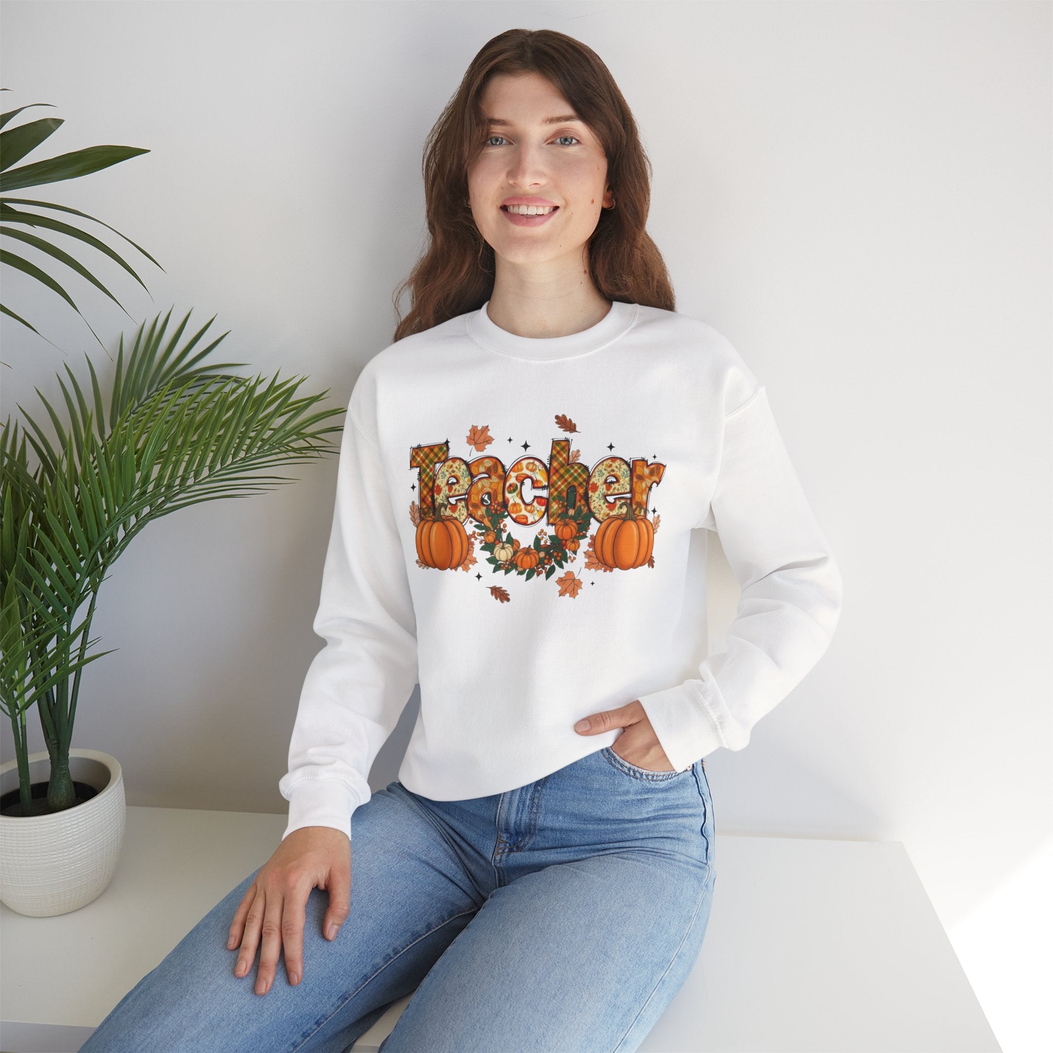 Festive Teacher Sweatshirt, Cozy Fall Apparel, Thanksgiving Gift, Pumpkin Sweater, Autumn Fashion, Teacher Appreciation