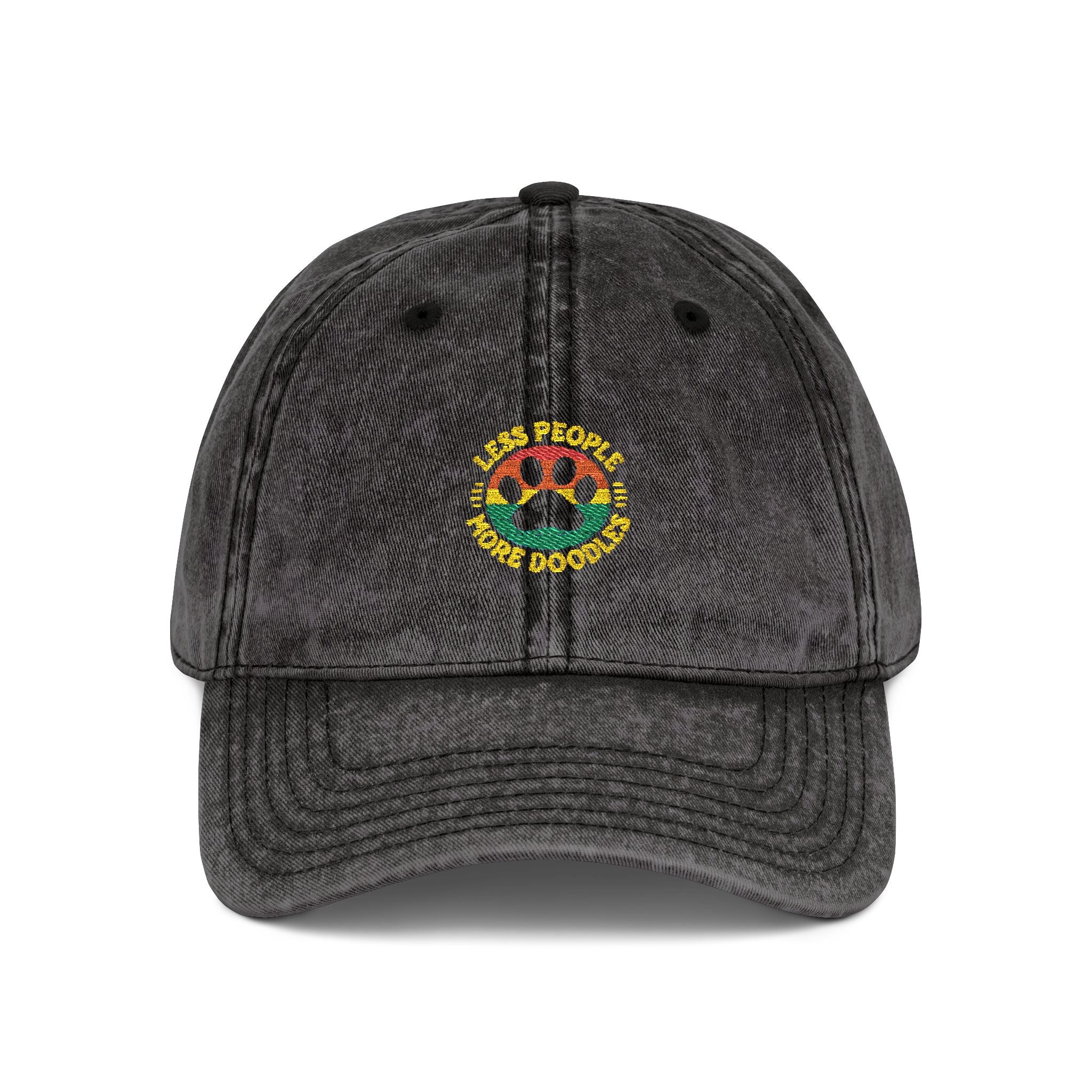 Vintage Embroidered Dog Cap, Less People - More Doodles, Casual Baseball Hat, Gift for Pet Lovers