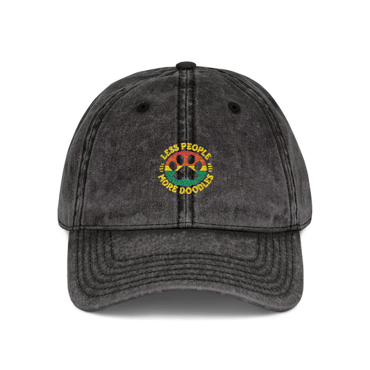 Vintage Embroidered Dog Cap, Less People - More Doodles, Casual Baseball Hat, Gift for Pet Lovers