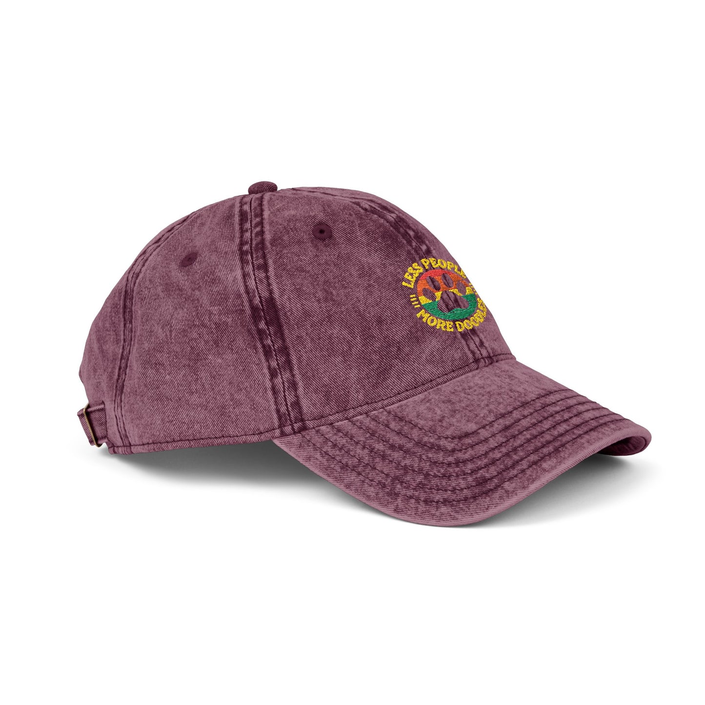 Vintage Embroidered Dog Cap, Less People - More Doodles, Casual Baseball Hat, Gift for Pet Lovers