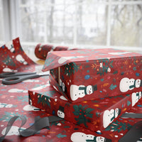 Festive Christmas Wrapping Paper with Snowman Art