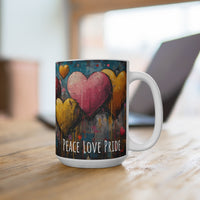 Heartfelt Pride Mug | Colorful Rainbow Coffee Cup | Unique Love Gift for Valentine's Day