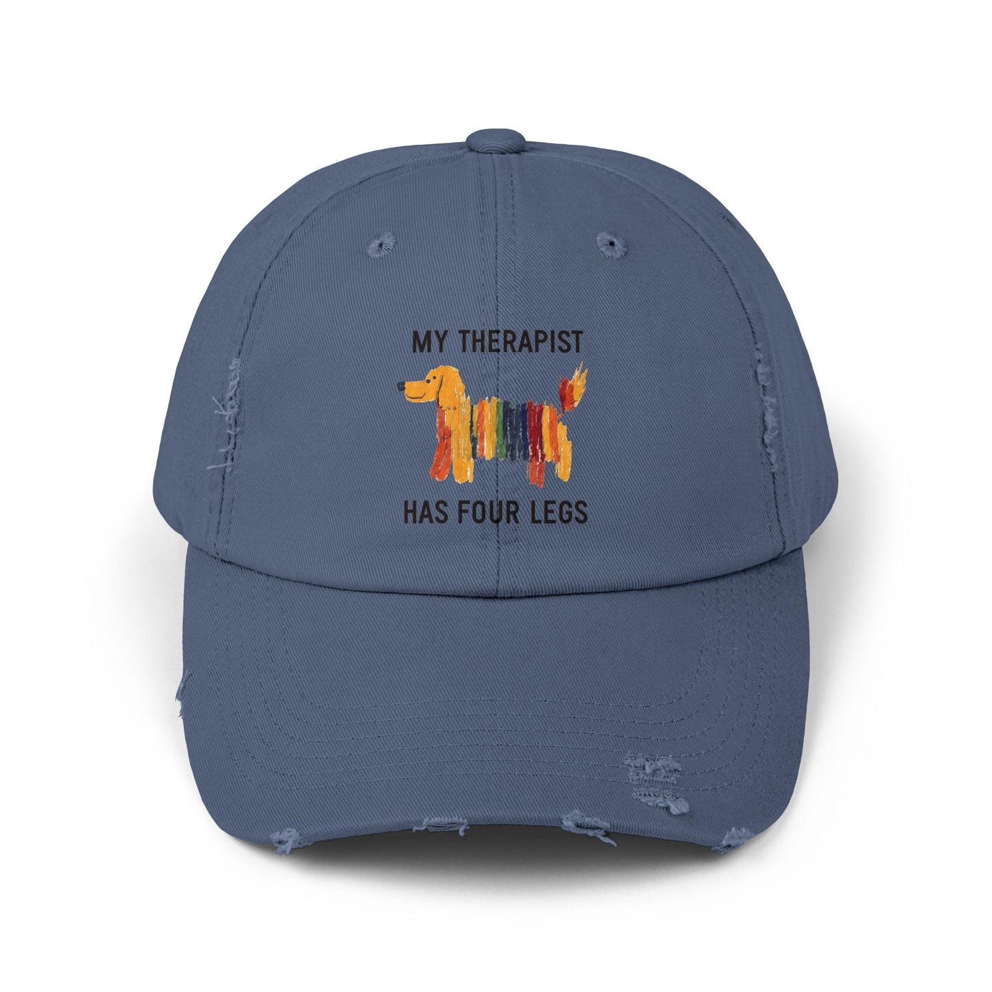 Unisex Distressed Cap: My Therapist Has Four Legs Hat