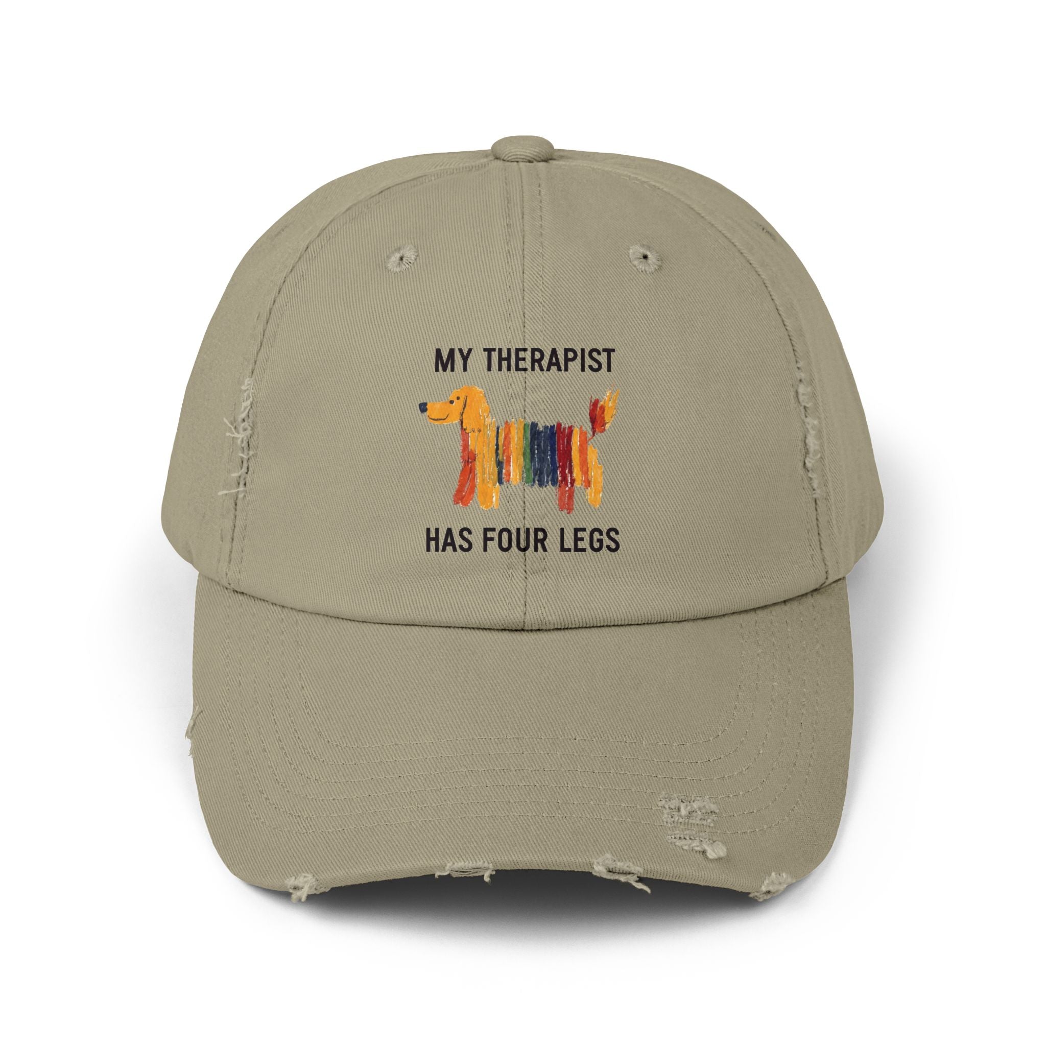 Unisex Distressed Cap: My Therapist Has Four Legs Hat