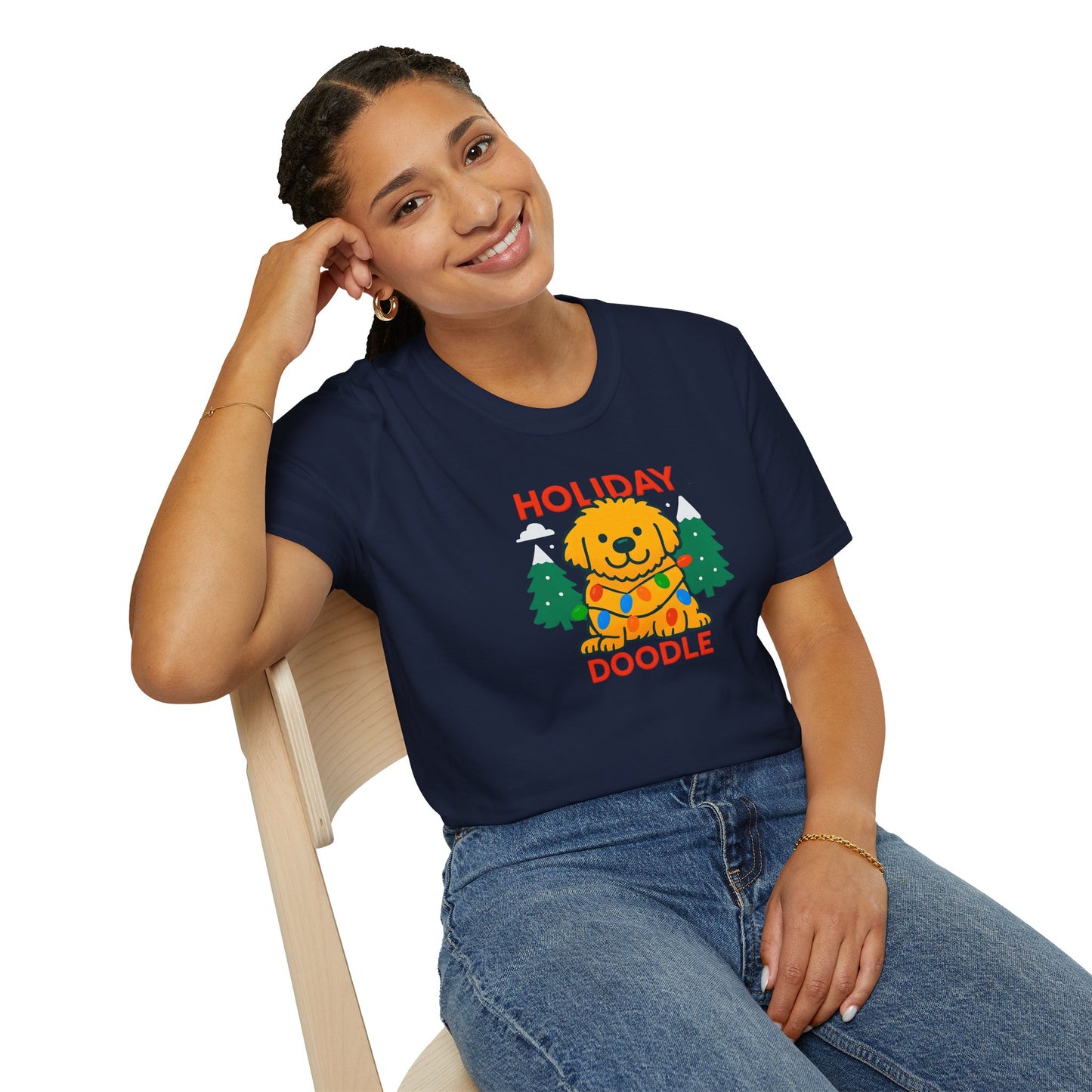 Holiday Doodle. Festive Dog Lover T-Shirt, Cute Pet Shirt, Holiday Gift, Unisex Graphic Tee, Christmas Apparel, Winter Fashion