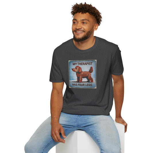 My Therapist Has Four Legs, Funny Dog Lover T-Shirt, Pet Owner Gift, Casual Wear, Dog Mom Shirt, Humorous T-Shirt