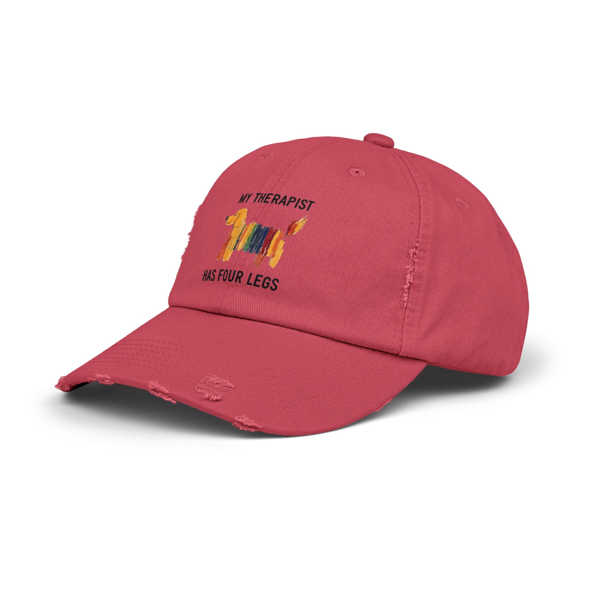 Unisex Distressed Cap: My Therapist Has Four Legs Hat