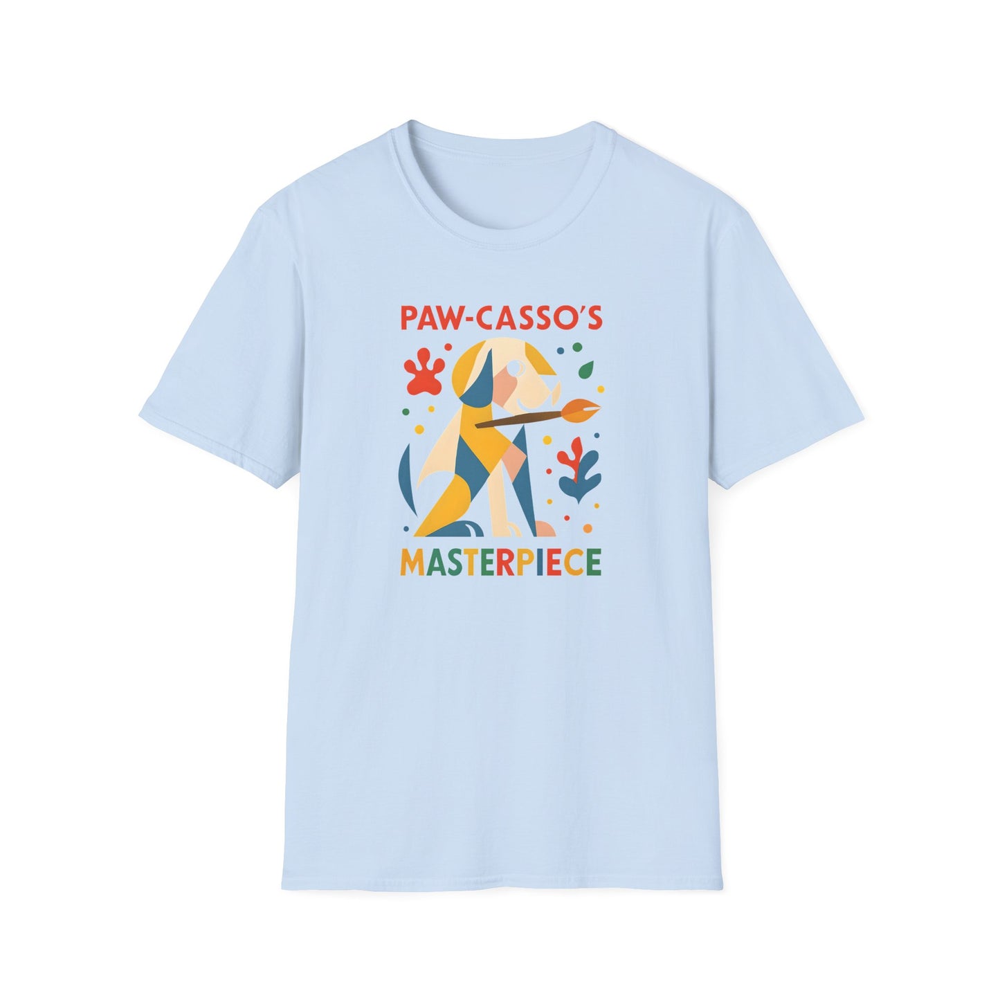 Whimsical Dog Art Unisex Softstyle T-Shirt, Pet Lover's Gift, Casual Wear, Art Enthusiast Apparel, Dog-themed Tee, Unique Birthday Gift