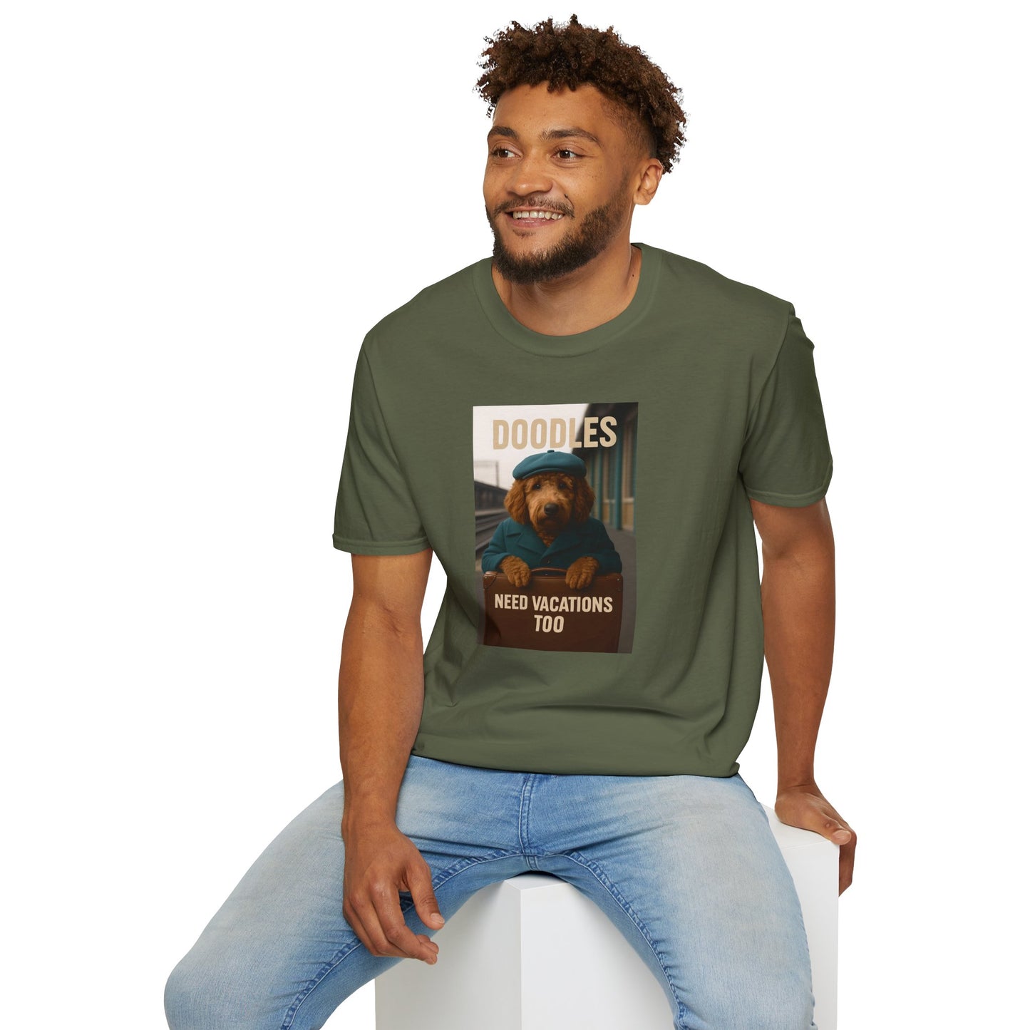 Doodles Need Vacations Too, Unisex Softstyle T-Shirt, Cute Dog Vacation Tee, Pet Lover Gift, Animal Apparel, Funny Dog T-Shirt