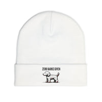 Funny Dog Lover's Knit Beanie, Zero Barks Given, Cozy - Embroidered Beanie