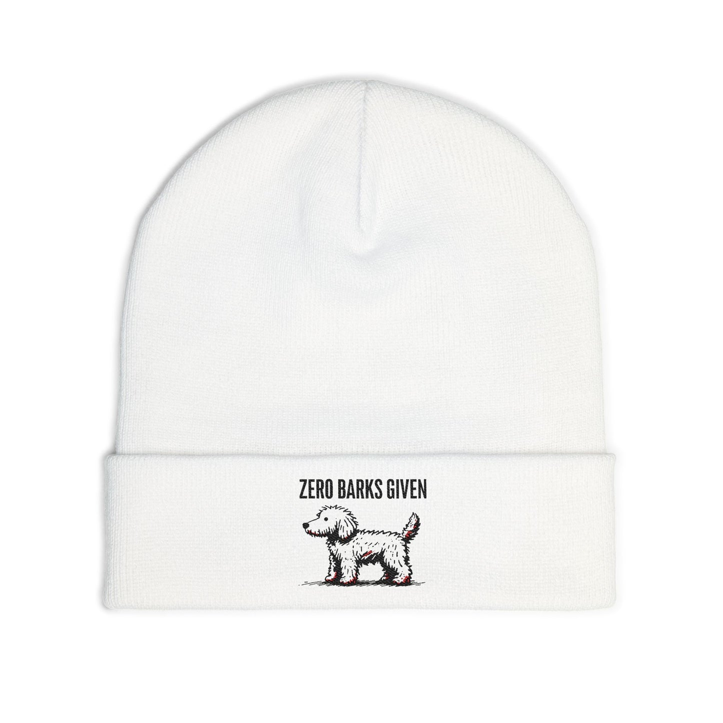Funny Dog Lover's Knit Beanie, Zero Barks Given, Cozy - Embroidered Beanie