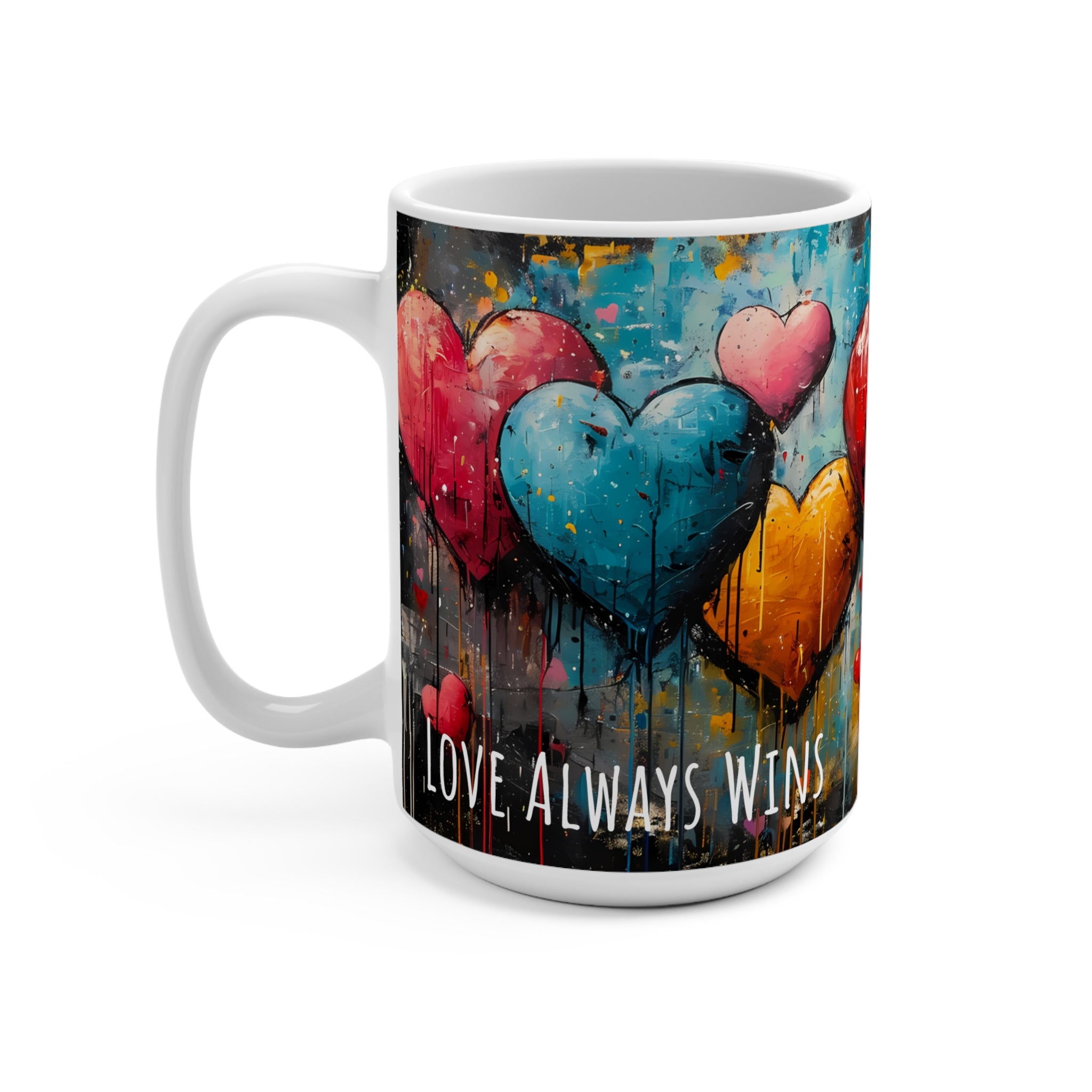 Heartfelt Pride Mug | Colorful Rainbow Coffee Cup | Unique Love Gift for Valentine's Day