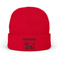 Funny Dog Lover's Knit Beanie, Zero Barks Given, Cozy - Embroidered Beanie