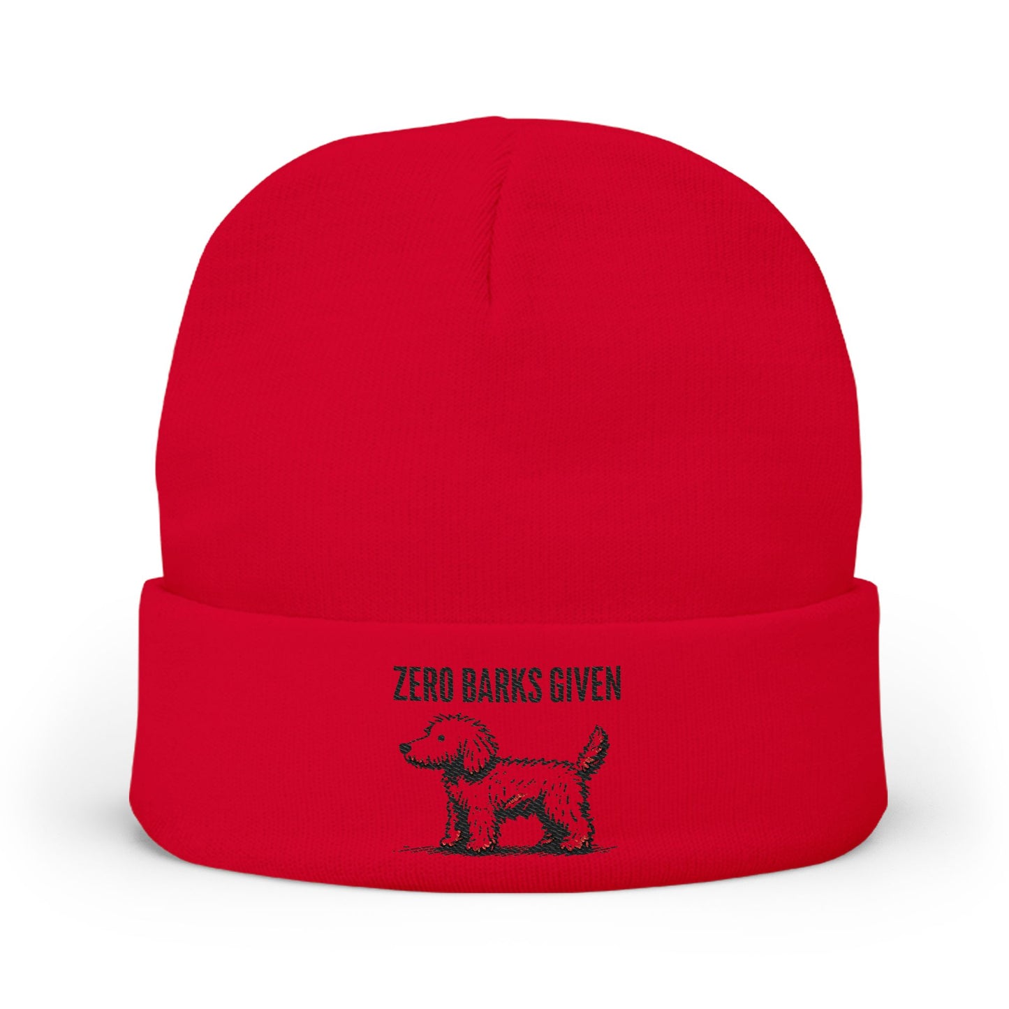 Funny Dog Lover's Knit Beanie, Zero Barks Given, Cozy - Embroidered Beanie