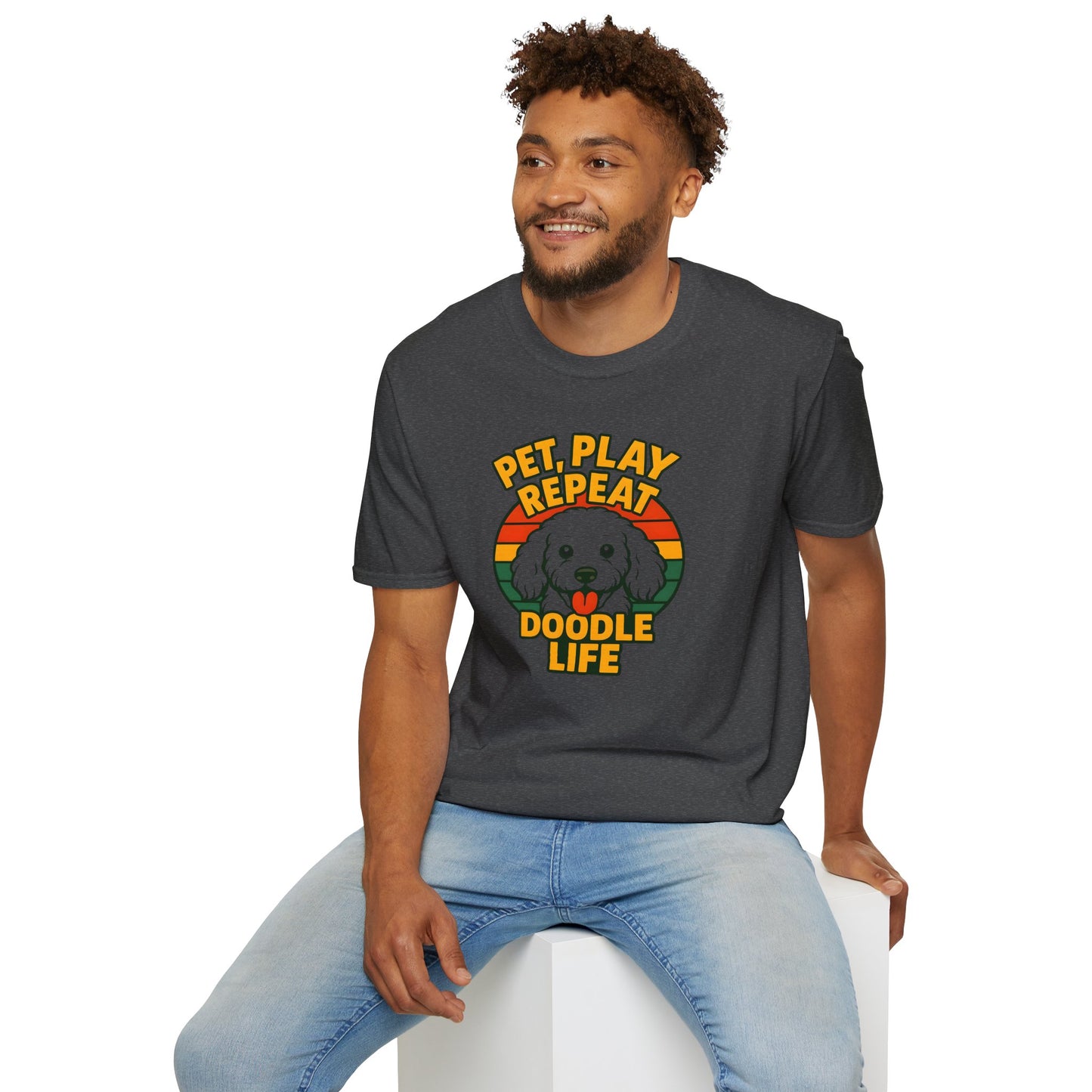 Pet. Play. Repeat. Doodle Life Pet Lover T-Shirt, Cute Dog Shirt, Pet Play Repeat Tee, Gift for Dog Owners, Animal Lover Apparel