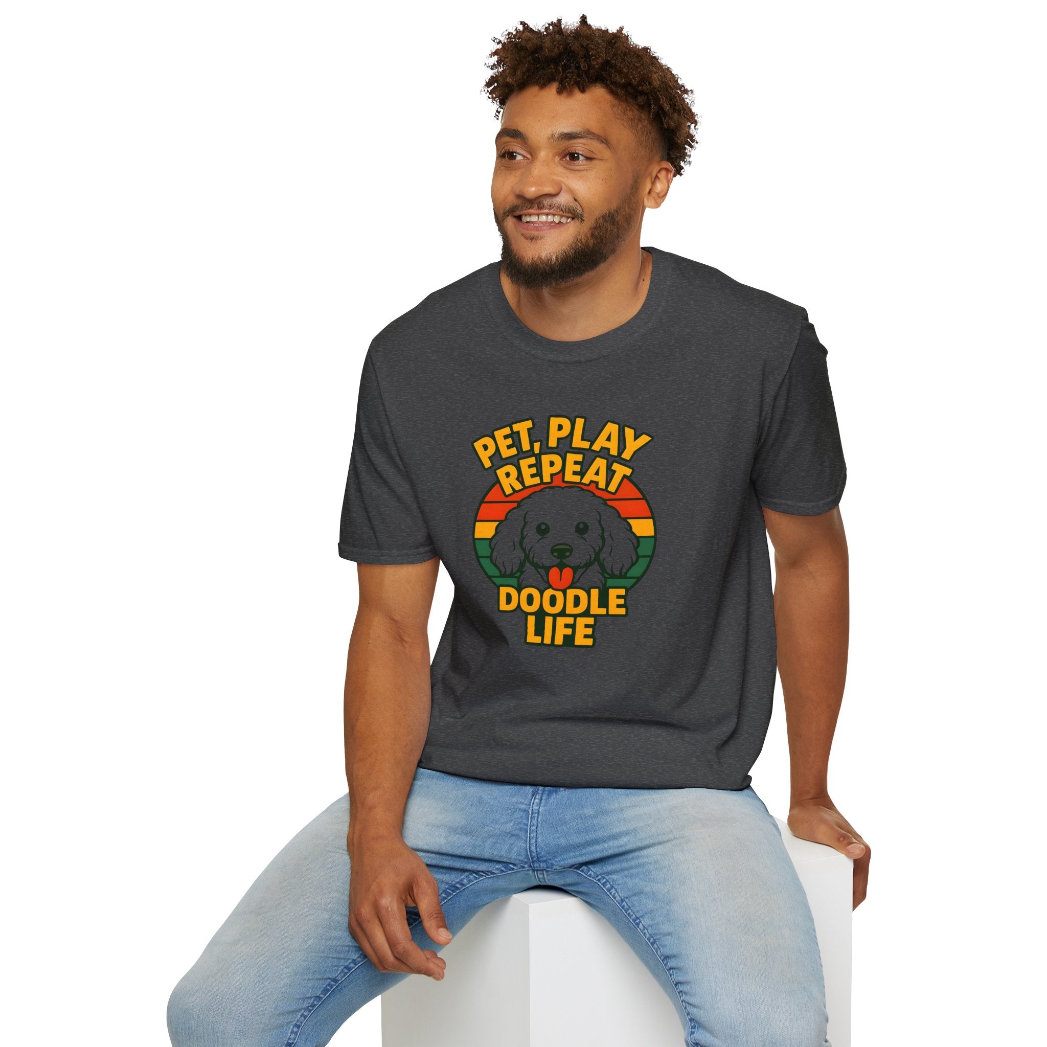 Pet. Play. Repeat. Doodle Life Pet Lover T-Shirt, Cute Dog Shirt, Pet Play Repeat Tee, Gift for Dog Owners, Animal Lover Apparel