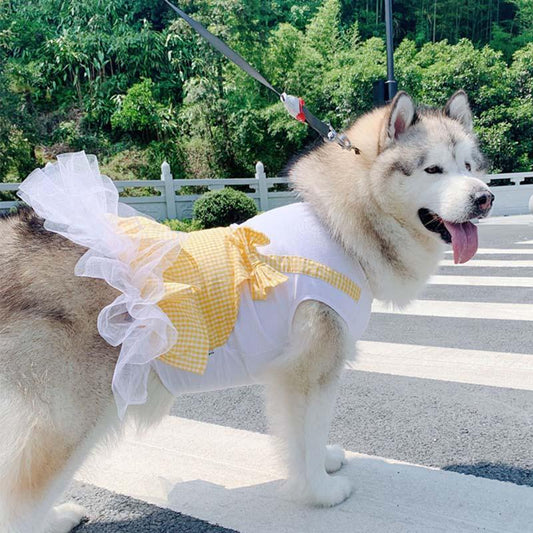 Regal Canine Couture: Plaid Princess Dog Costume For Labrador, Golden Retriever, And Big Dogs