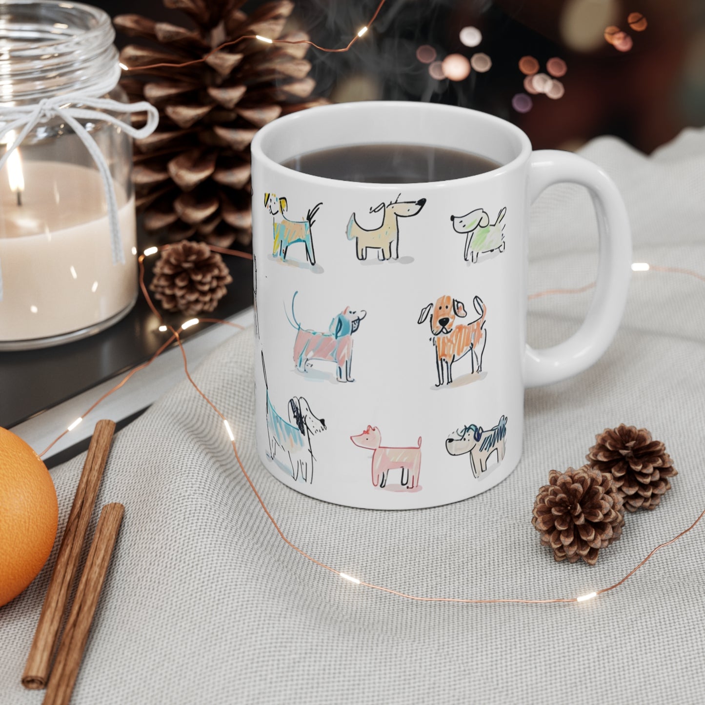 Colorful Doodle Dog-Themed Coffee Mugs, Cute Dog Cup, Pet Lover Gift, Coffee Cup