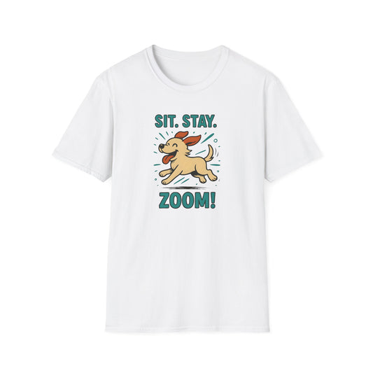 Sit. Stay. Zoom. Playful Doodle Dog Lover T-Shirt, Pet Gift, Funny Tee for Dog Owners, Gift for Moms