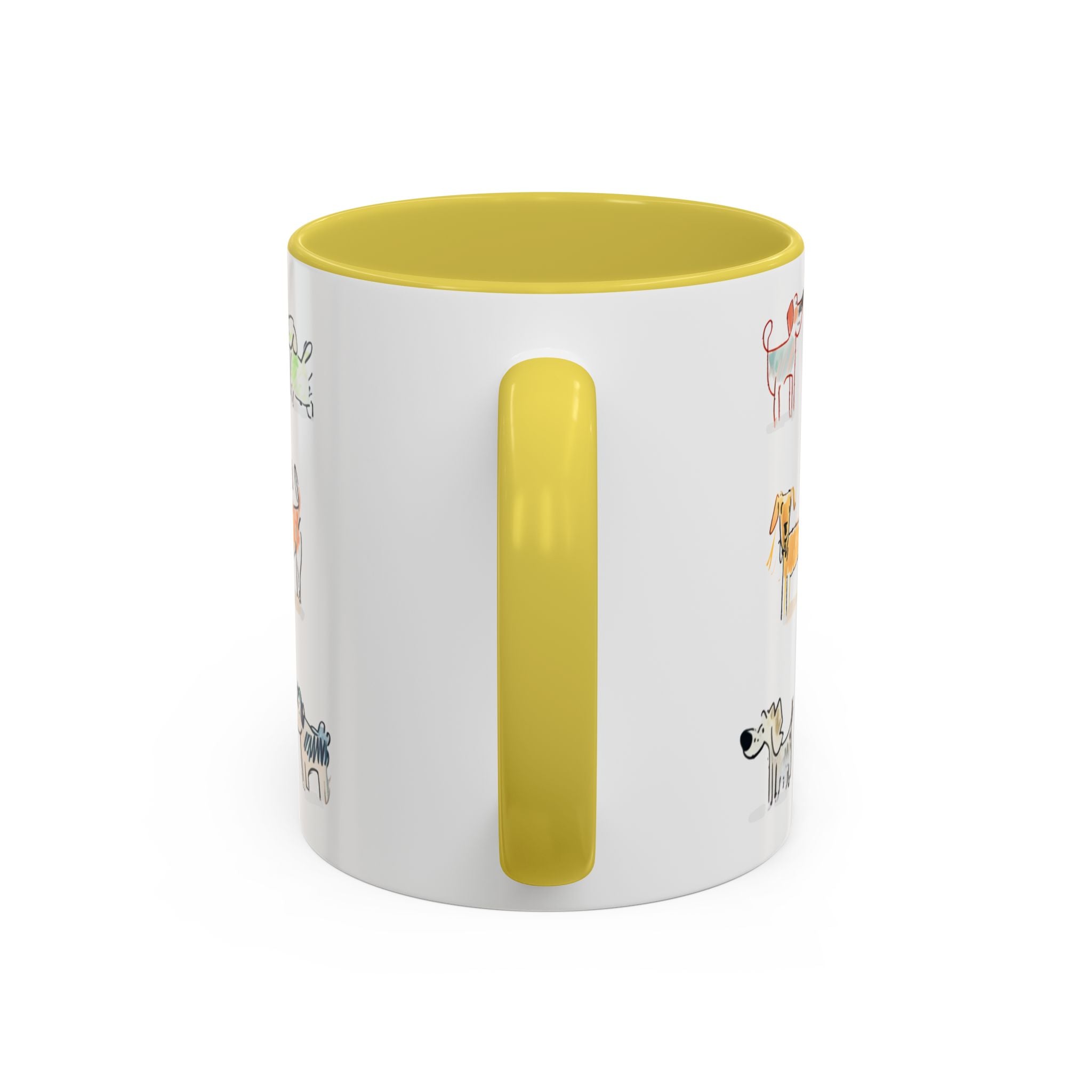 Colorful Doodle Dog-Themed Mugs, Cute Animal Mug, Pet Lover Gift, Coffee Cup, Dog Parent Present