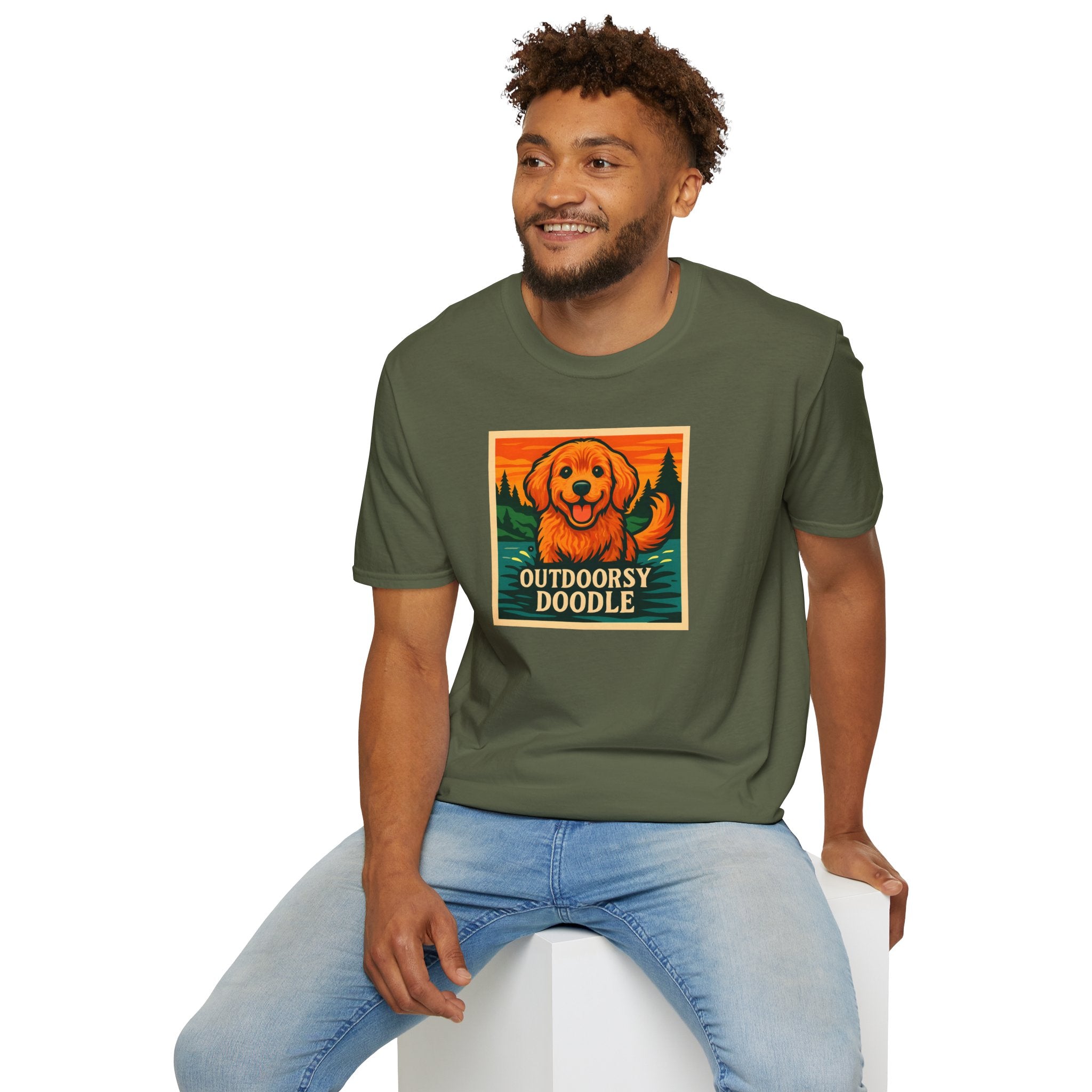 Outdoorsy Doodle, Adventure Dog T-Shirt, Pet Lover Gift, Casual Wear, Nature Lover Tee, Dog Owner Apparel, Doodle Art Shirt