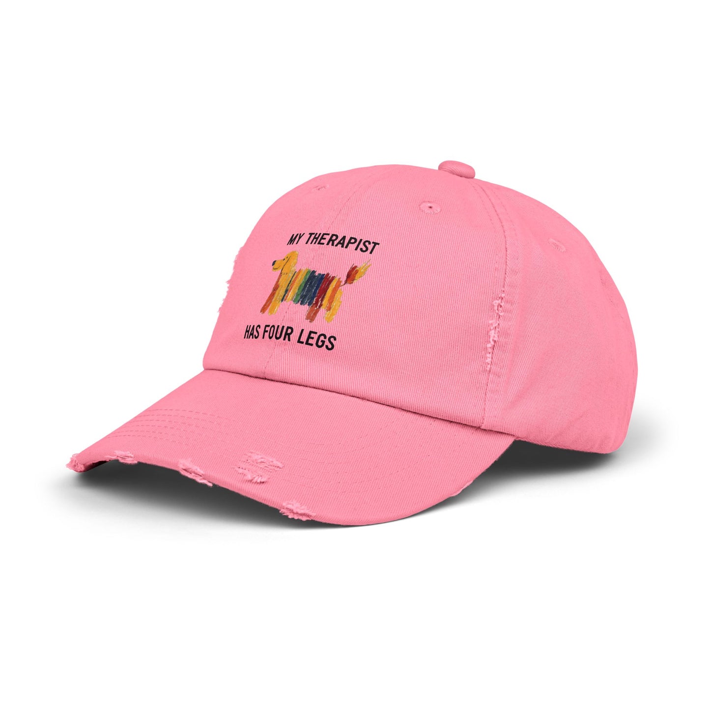 Unisex Distressed Cap: My Therapist Has Four Legs Hat