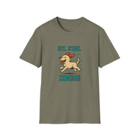 Sit. Stay. Zoom Green and Tan Design. Unisex Softstyle T-Shirt