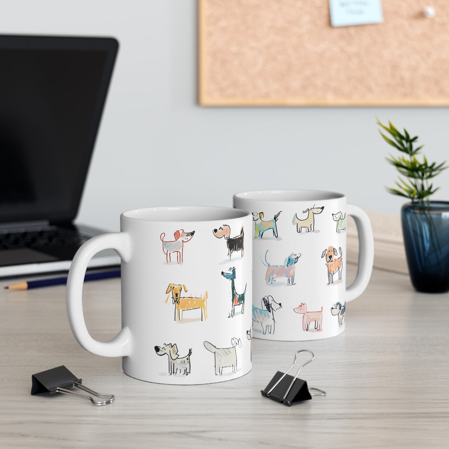 Colorful Doodle Dog-Themed Coffee Mugs, Cute Dog Cup, Pet Lover Gift, Coffee Cup