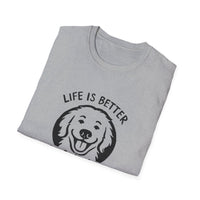 Unisex Softstyle T-Shirt, Life is Better with a Doodle, Funny Dog Shirt, Goldendoodle Tee