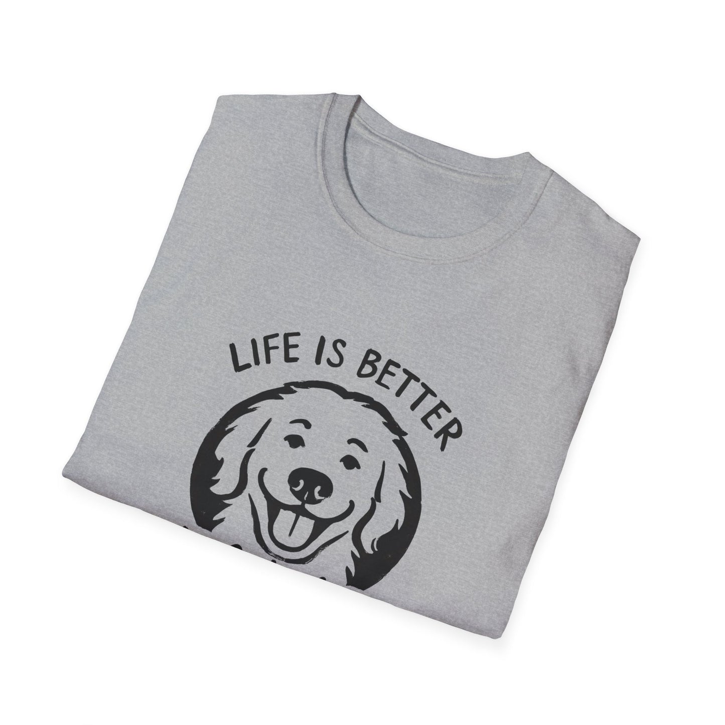 Unisex Softstyle T-Shirt, Life is Better with a Doodle, Funny Dog Shirt, Goldendoodle Tee